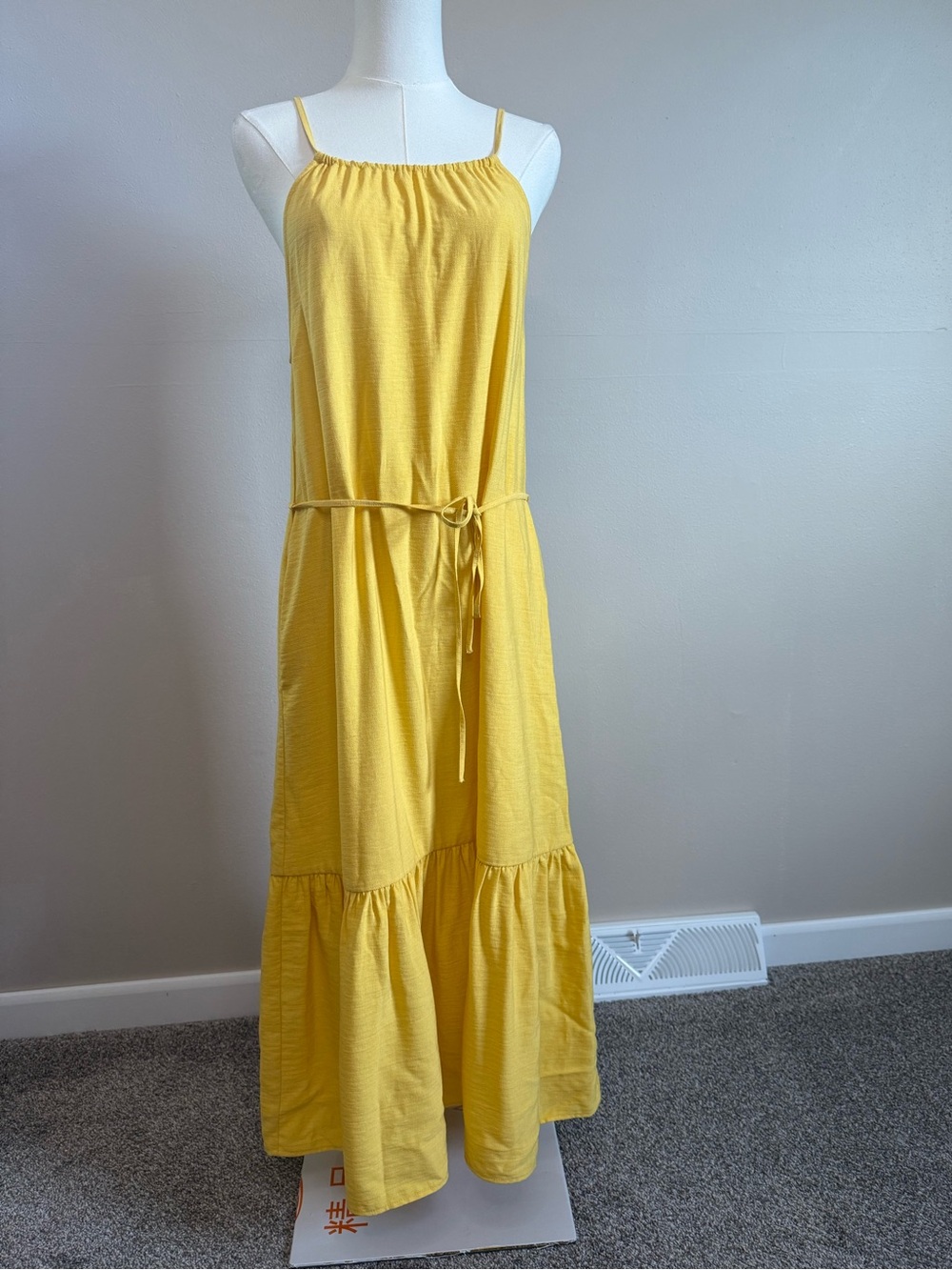 Banana Republic Yellow Spaghetti-Strap Adjustable Tiered Maxi Dress